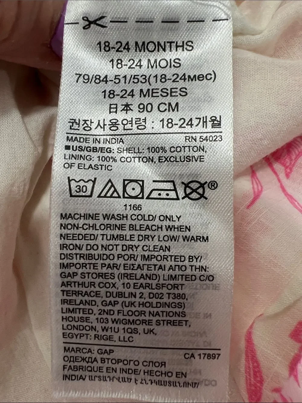 Baby GAP pink and white floral print smocked cotton dress 24 months